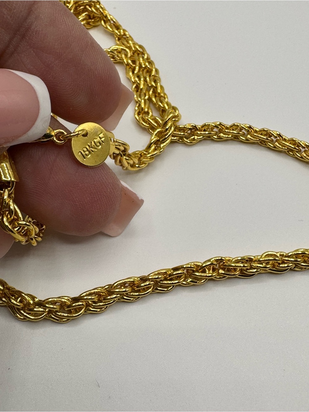 Vintage 18K Gold Filled Twisted Rope Chain Necklace 30” - Women's Jewelry
